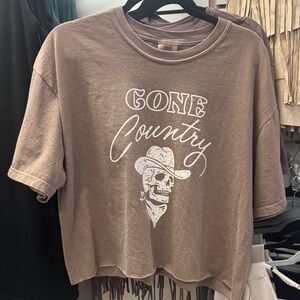 Comfort Colors Brown Crop Top - Gone Country Design